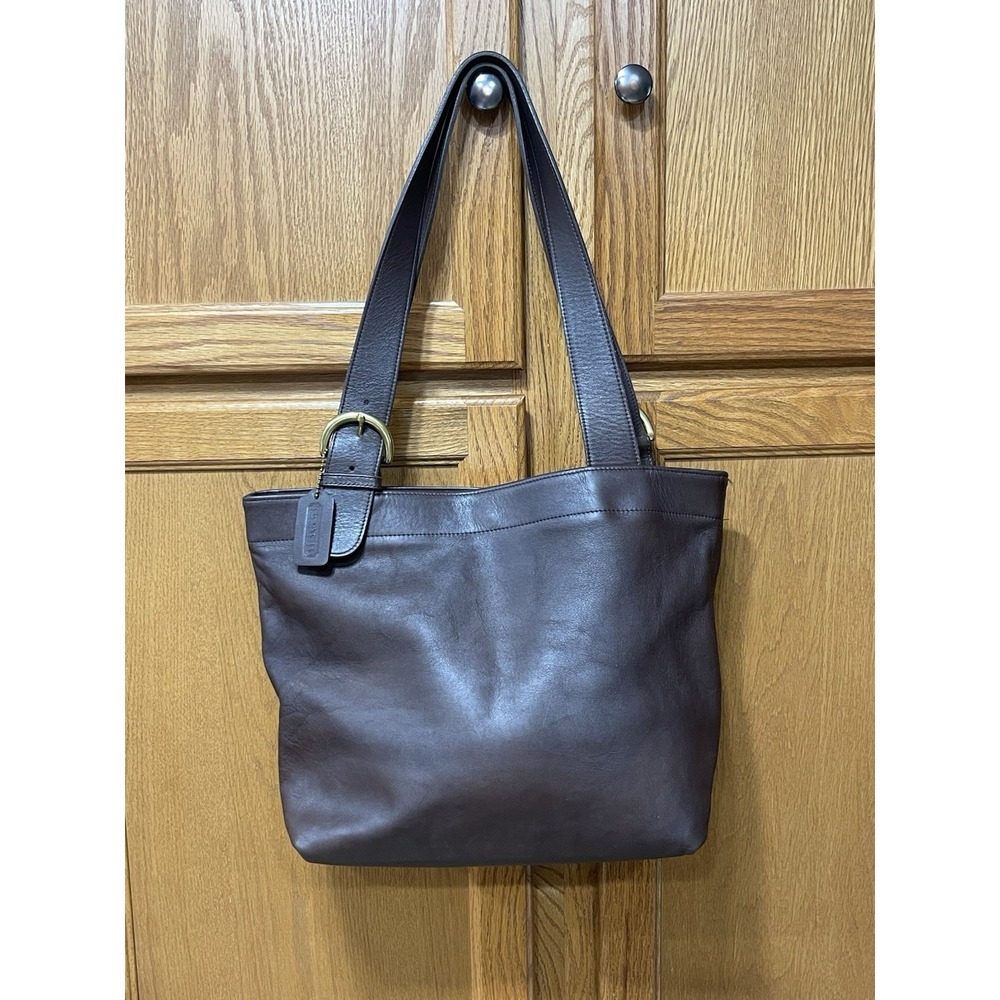 Vintage Coach 4140 Tote Shoulder Bag Buckle Hardware Leather Brown